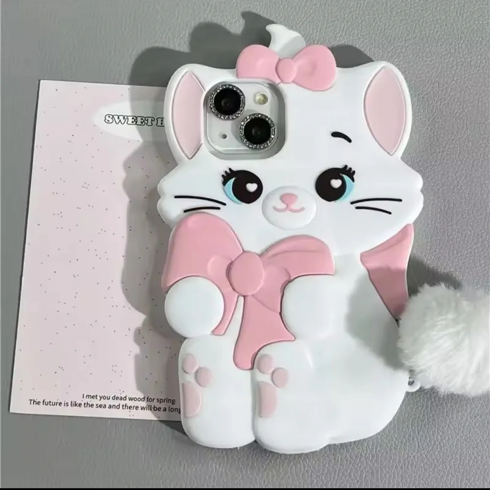Cute Cat Phone Case with Pink Bow